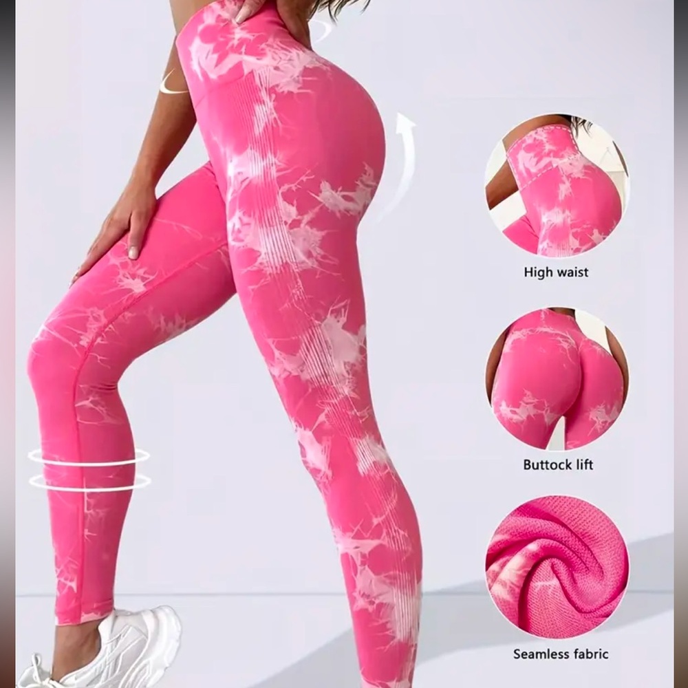 Pink Tie-Dye High Waist Leggings